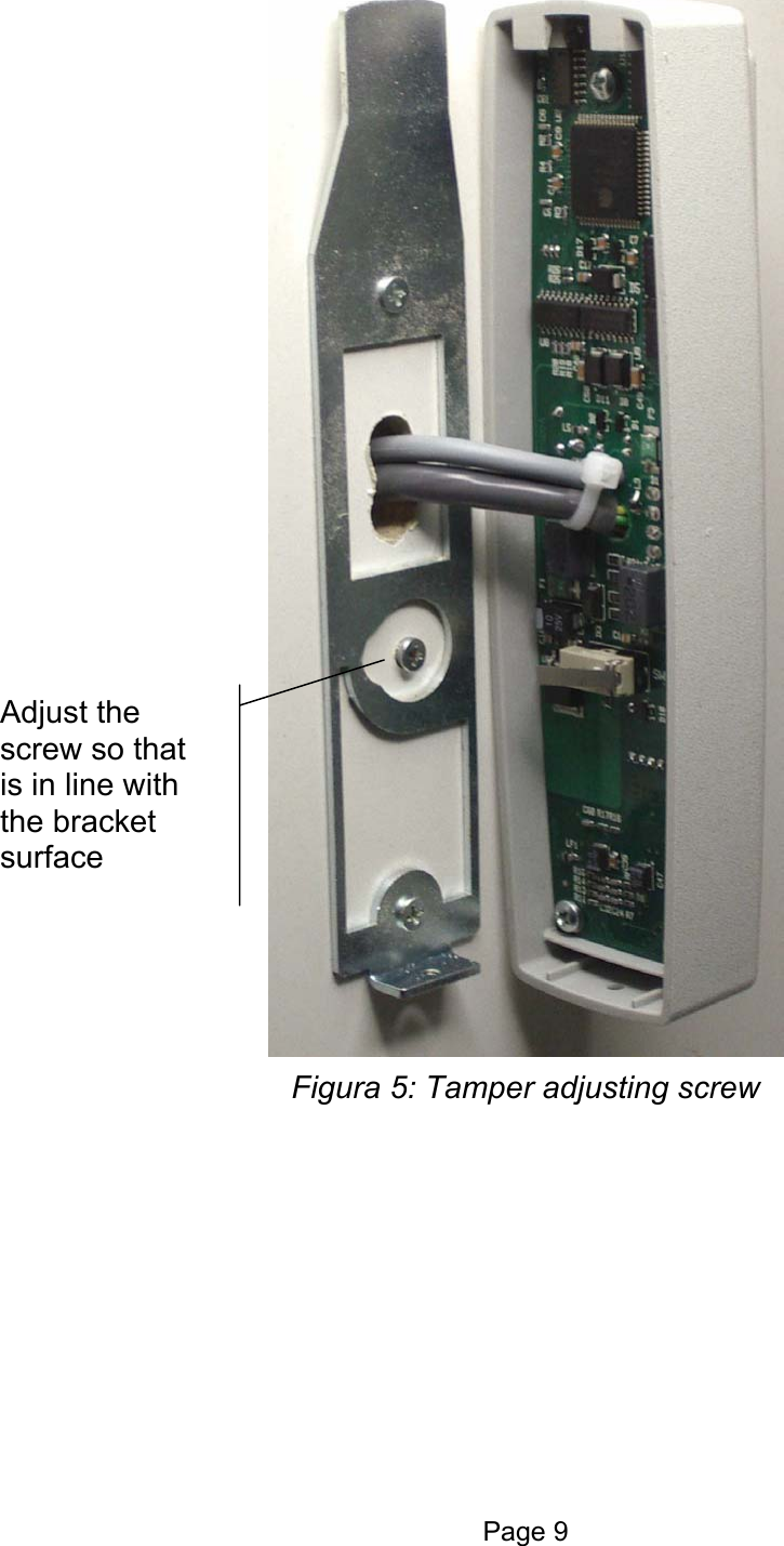     Adjust the screw so that is in line with the bracket surface Figura 5: Tamper adjusting screw Page 9 