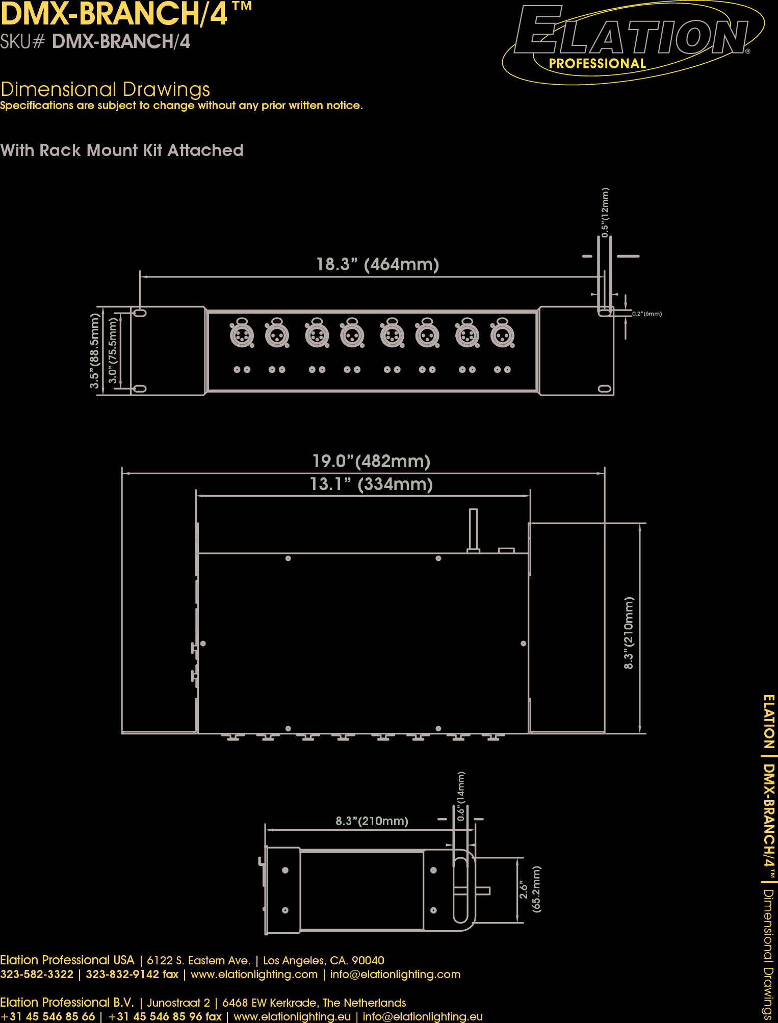 Adj 4 Dimensional Drawings ELATION DMX BRANCK/4 041817 User Manual