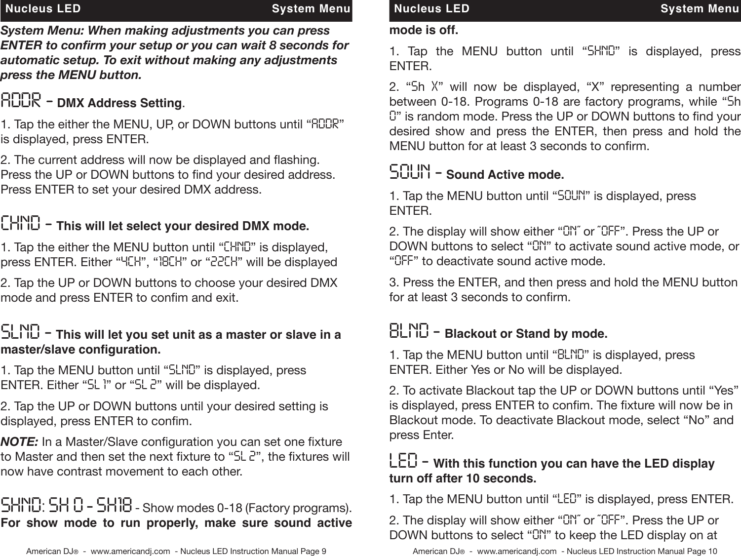 Page 5 of 12 - Adj E Nucleus Led User Manual