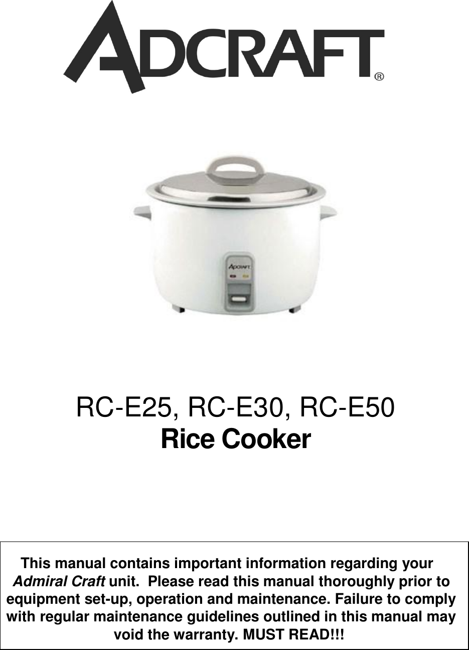 Page 1 of 6 - Admiral-Craft Admiral-Craft-Rc-E50-Owner-S-Manual - CK-2 Manualx