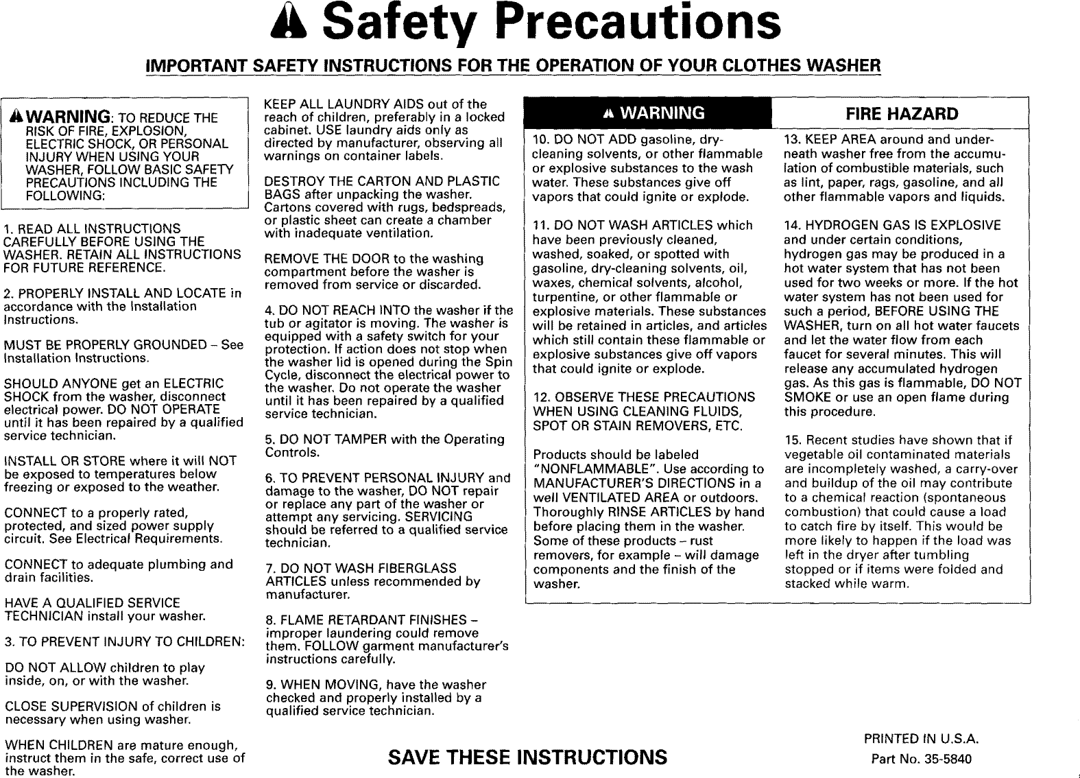 Page 4 of 6 - Admiral LNC6766A00 User Manual  LAUNDRY - Manuals And Guides L0811877