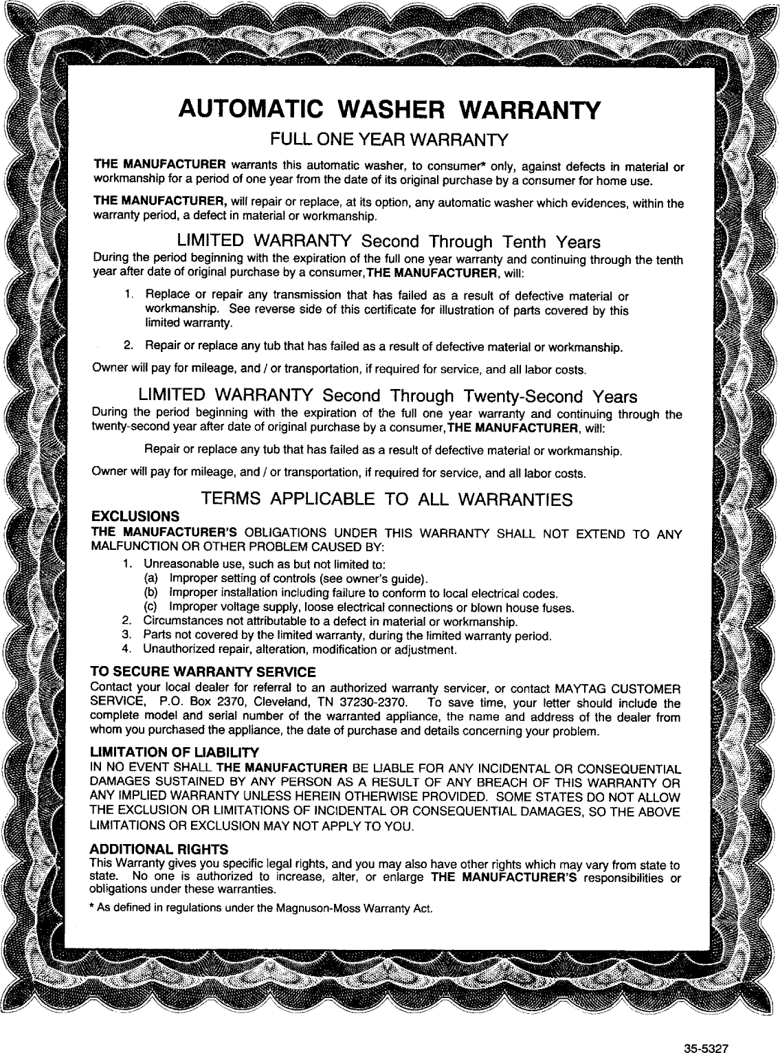 Page 6 of 6 - Admiral LNC6766A00 User Manual  LAUNDRY - Manuals And Guides L0811877