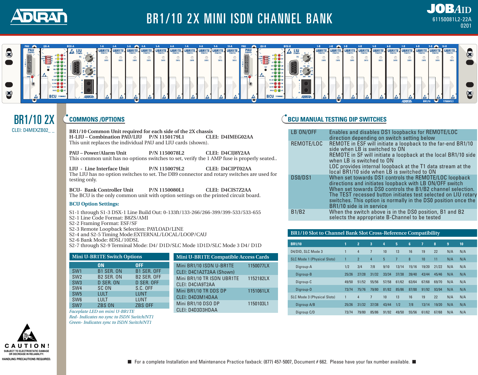 Page 1 of 2 - Adtran Adtran-Br10-Users-Manual- 61150081L2-22A  Adtran-br10-users-manual