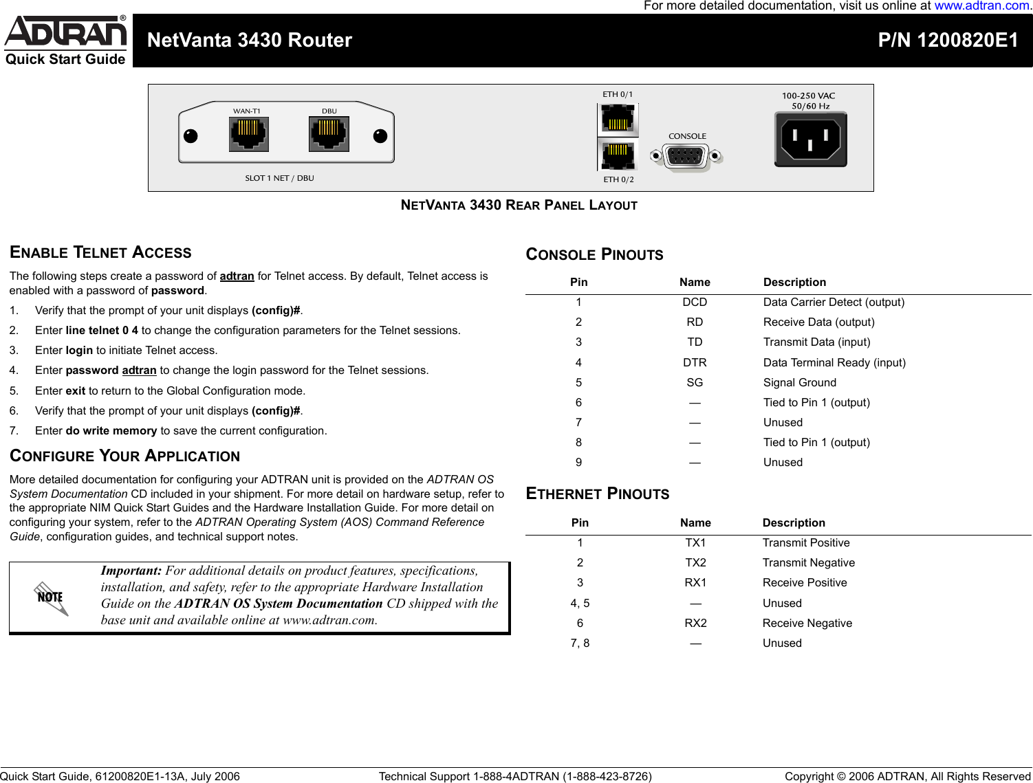 Page 2 of 2 - Adtran Adtran-Netvanta-3430-Users-Manual- 61200820E1-13A  Adtran-netvanta-3430-users-manual