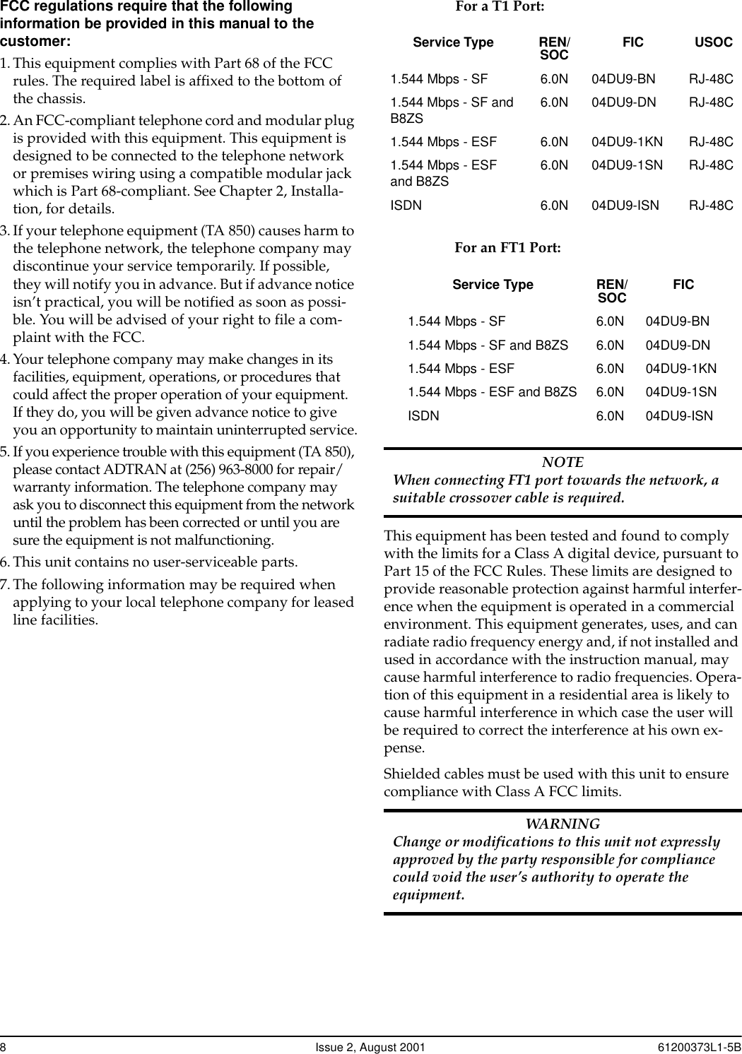 Page 8 of 10 - Adtran Adtran-Total-Access-850-Users-Manual- 61200373L1-5B  Adtran-total-access-850-users-manual