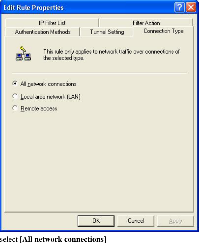  select [All network connections]                  