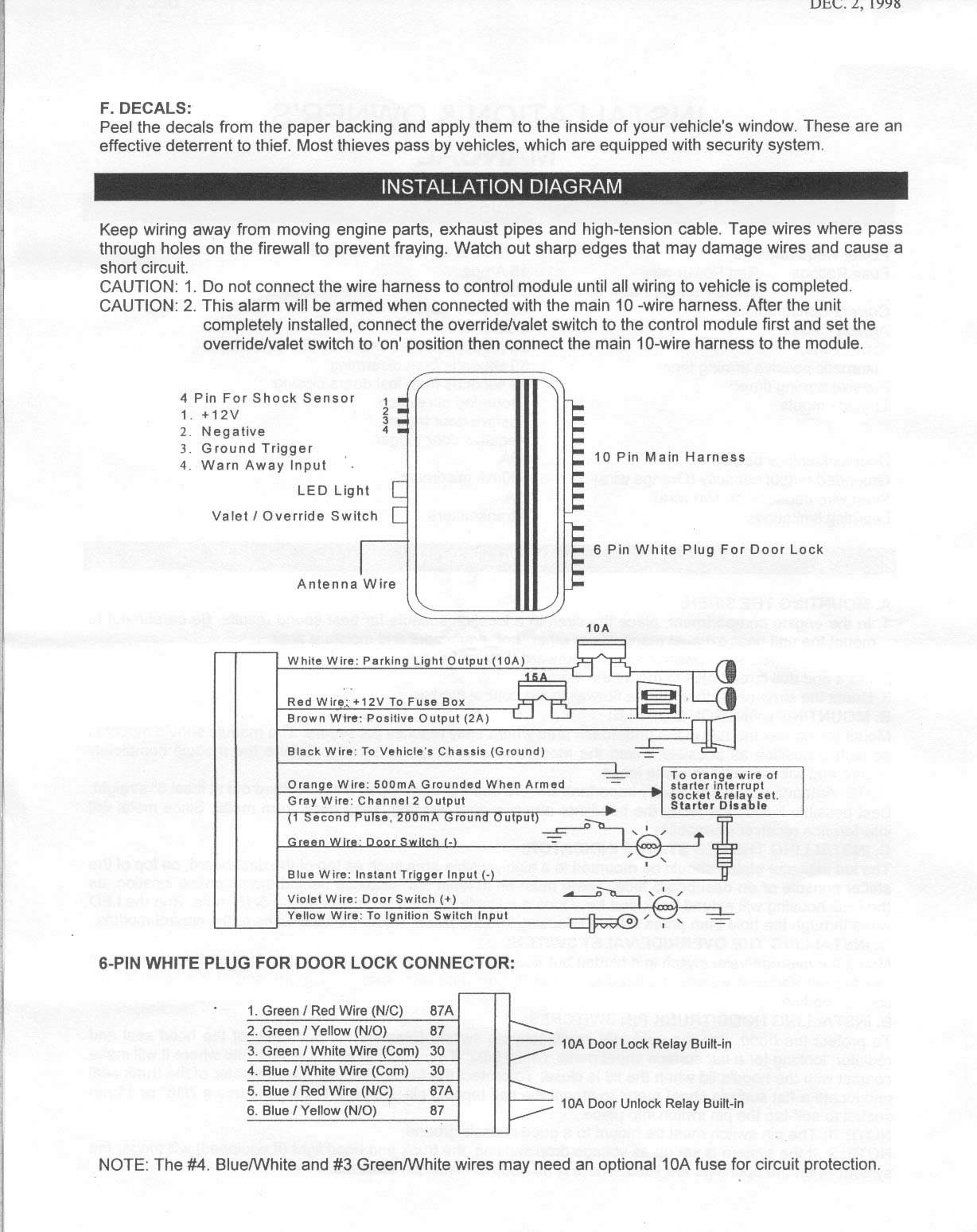 310MHz AUTO ALARM SYSTEM RECEIVER User Manual