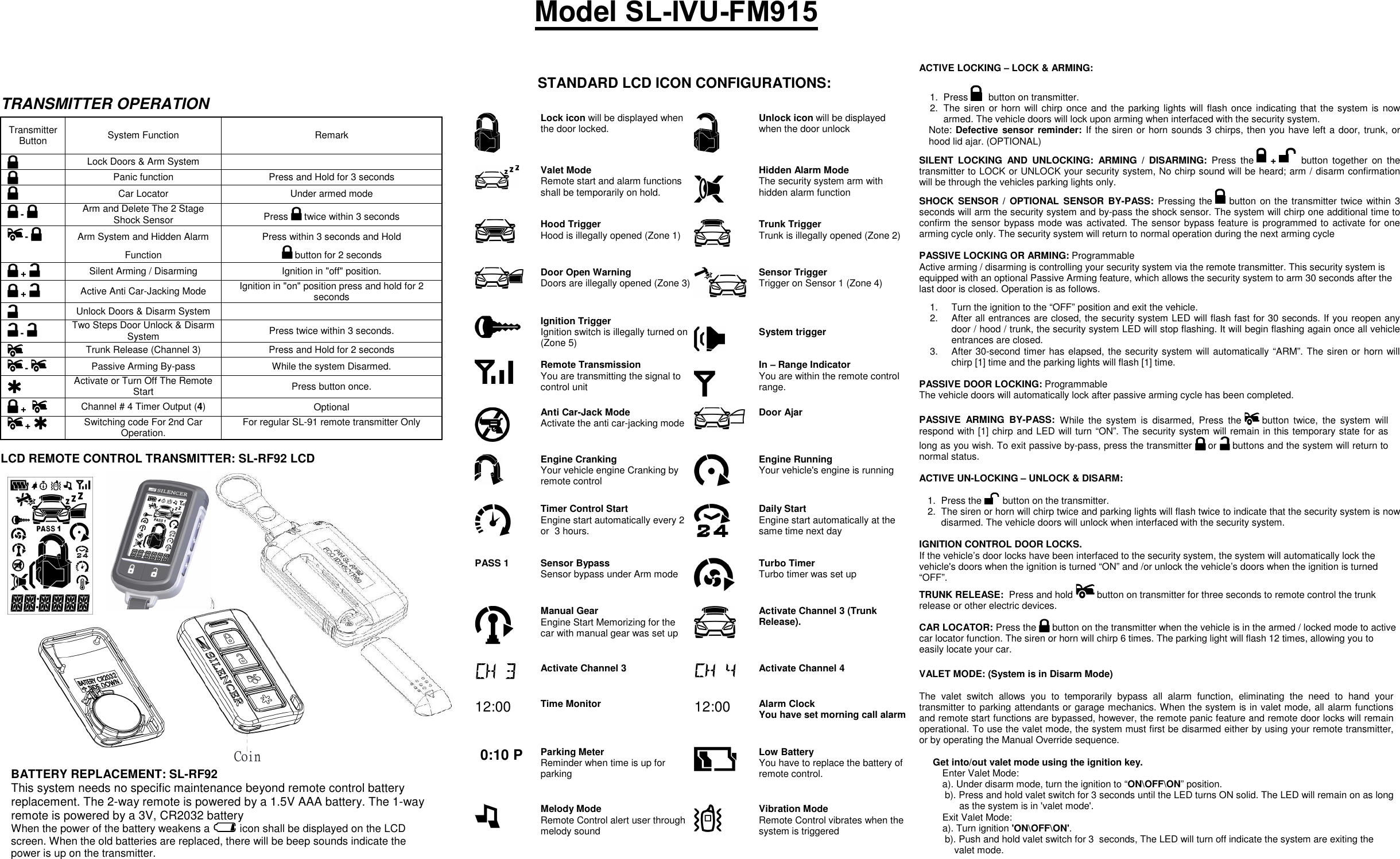 Page 1 of Advance Security TR62 Remote Control User Manual Draft SL 72oper both sides