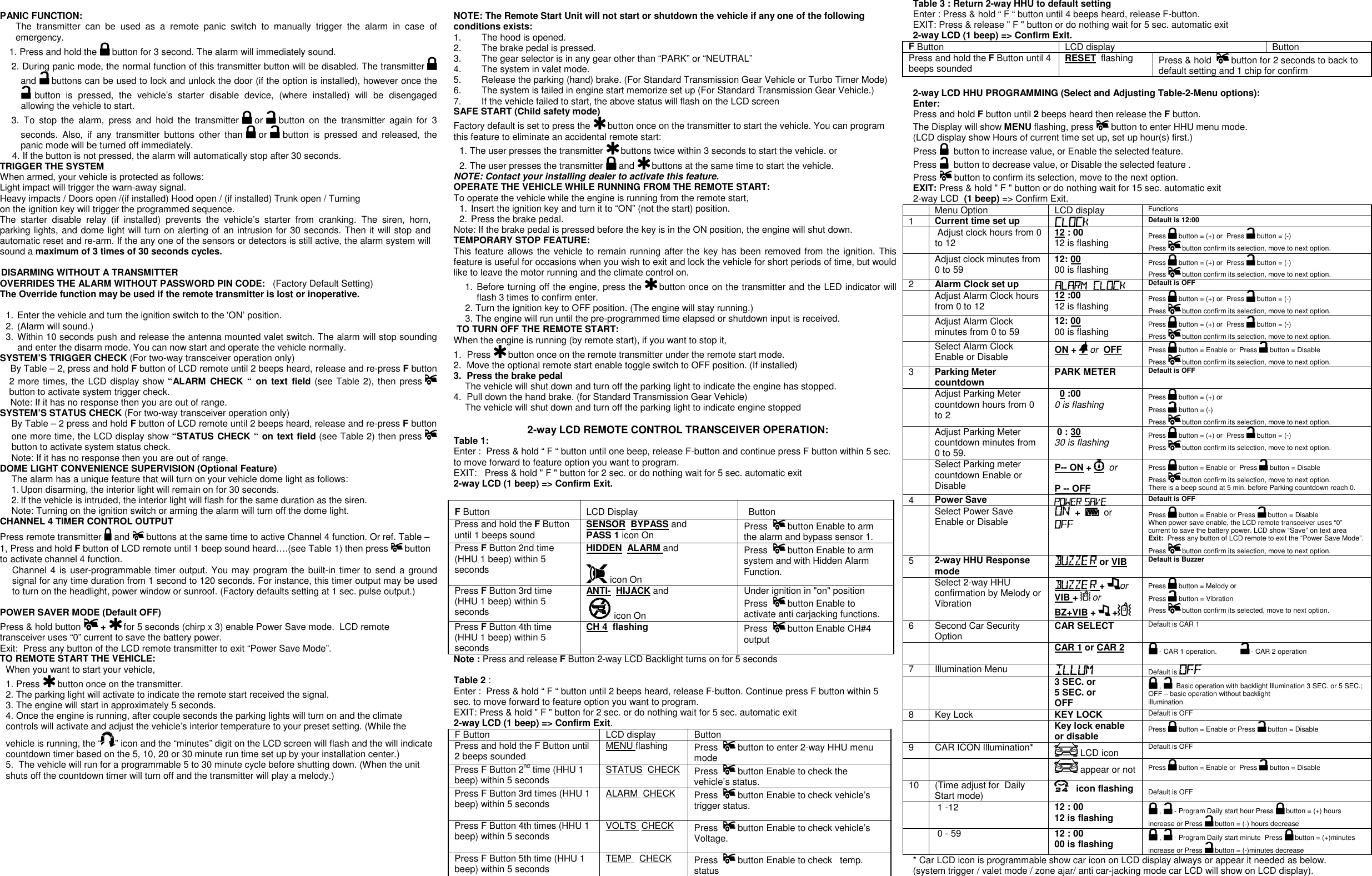 Page 2 of Advance Security TR62 Remote Control User Manual Draft SL 72oper both sides