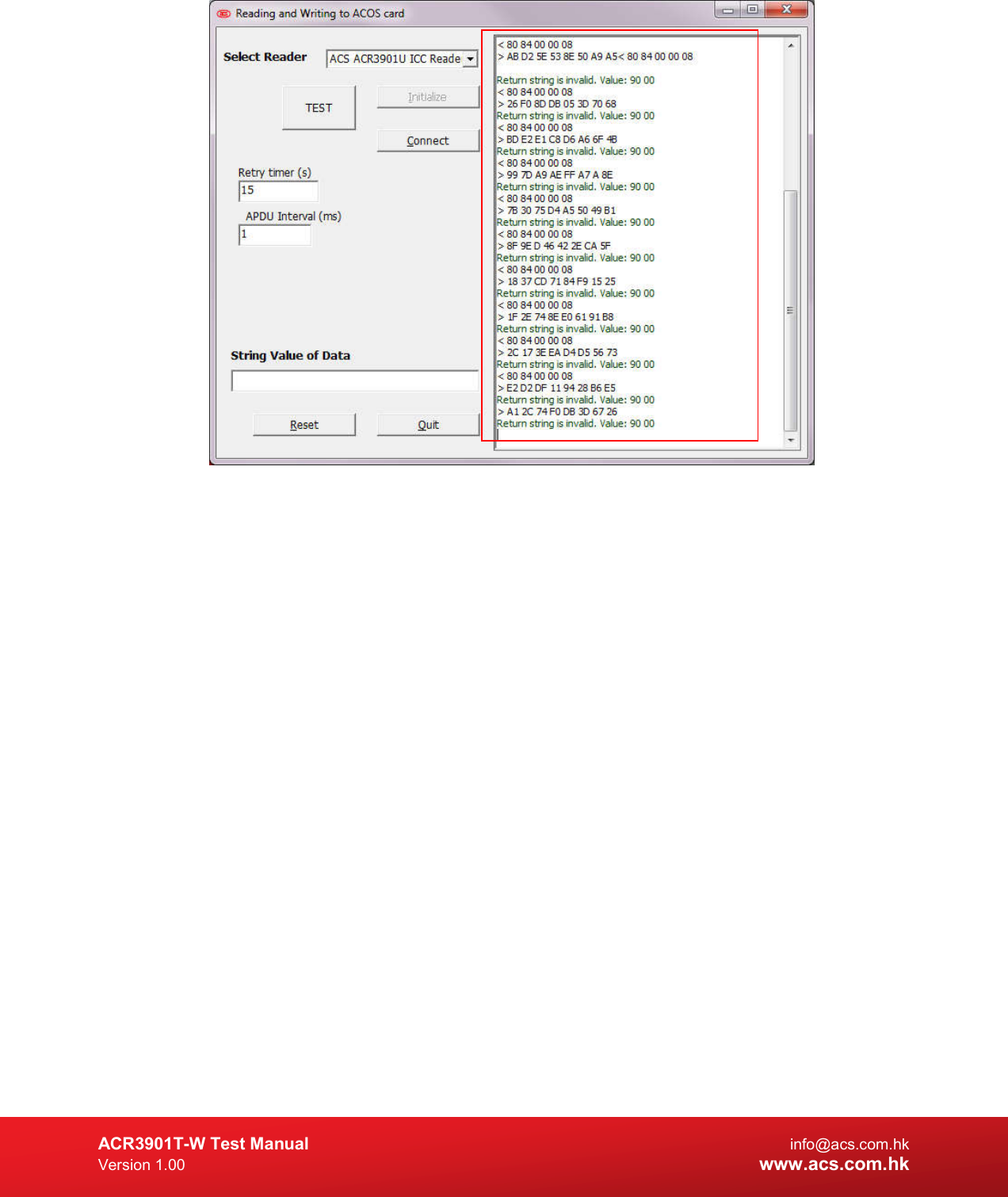  ACR3901T-W Test Manual  info@acs.com.hk Version 1.00 www.acs.com.hk   