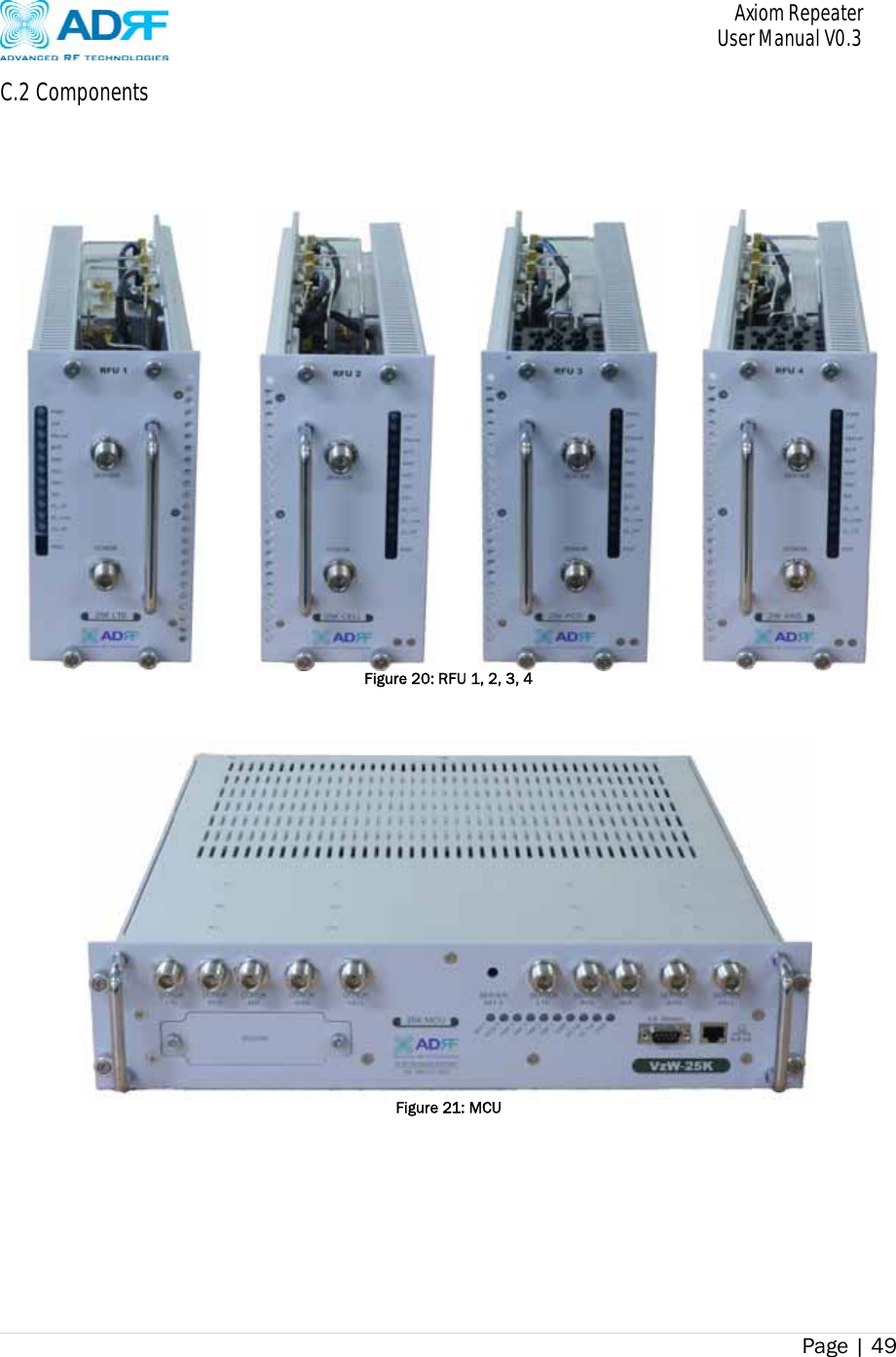       Axiom Repeater     User Manual V0.3 Page | 49    C.2 Components                        Figure 20: RFU 1, 2, 3, 4    Figure 21: MCU 