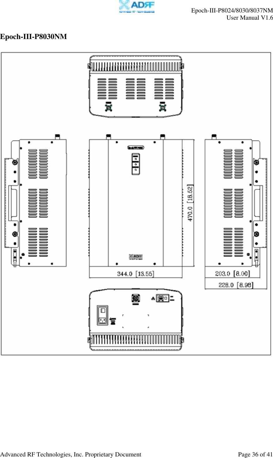     Epoch-III-P8024/8030/8037NM  User Manual V1.6  Advanced RF Technologies, Inc. Proprietary Document  Page 36 of 41  Epoch-III-P8030NM    