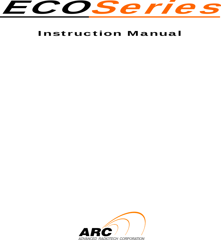             ECOSeries  Instruction Manual                         