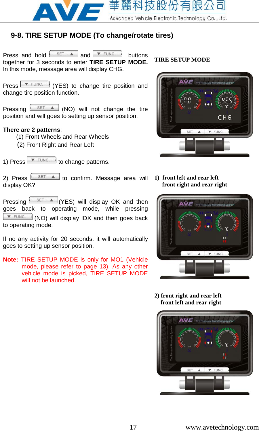 Advanced Vehicle Electronic Technology Ave Tpms T C Tpms User Manual