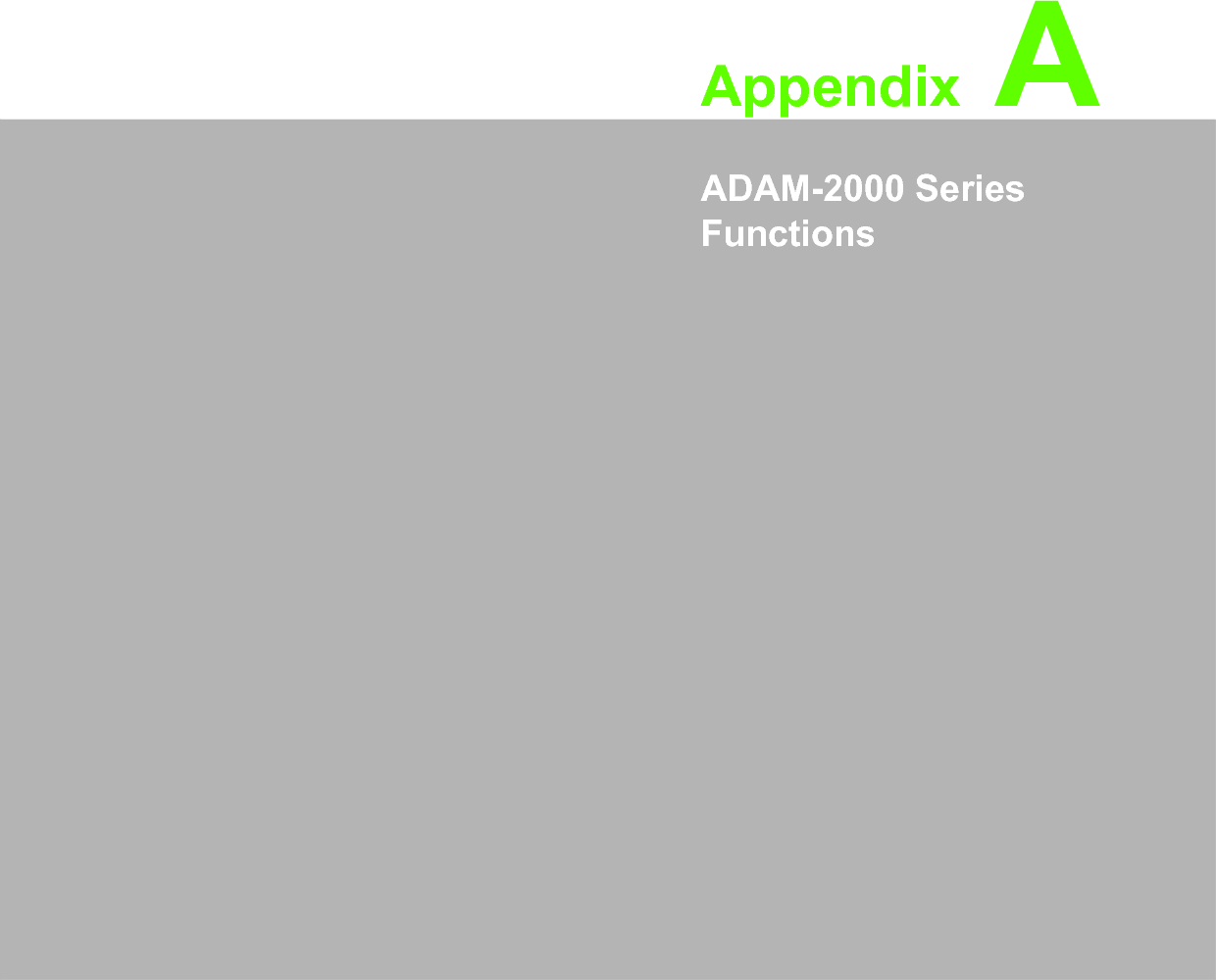 Appendix AAADAM-2000 Series Functions
