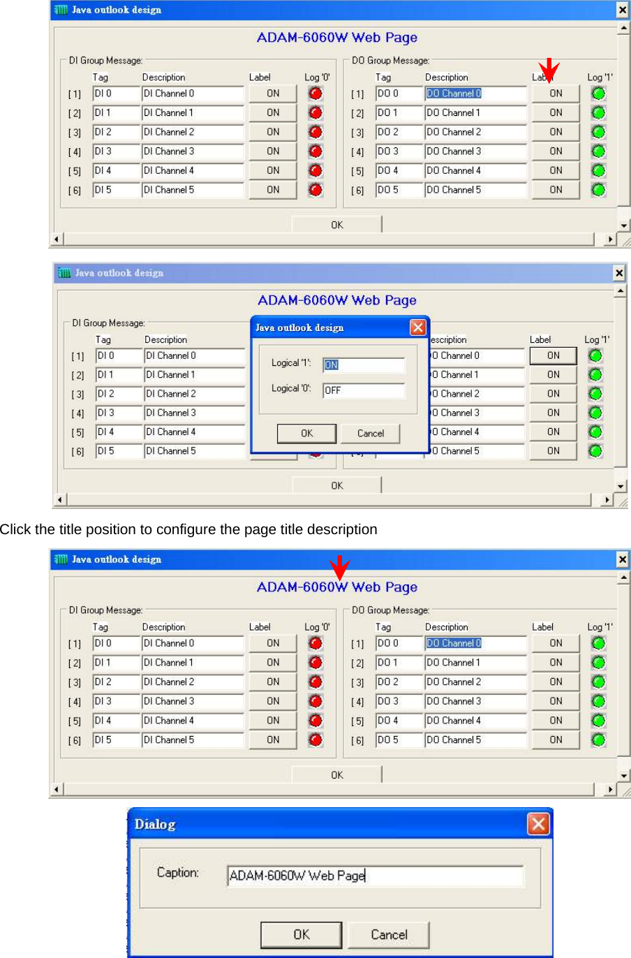   Click the title position to configure the page title description    