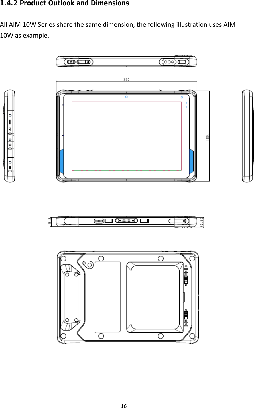 161.4.2 Product Outlook and Dimensions AllAIM10WSeriessharethesamedimension,thefollowingillustrationusesAIM10Wasexample.   