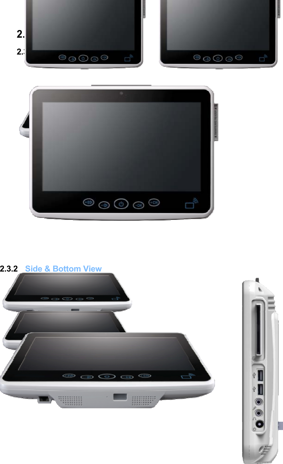 2.3 External View 2.3.1 Front View Front View (Terminal) 2.3.2 Side &amp; Bottom View 