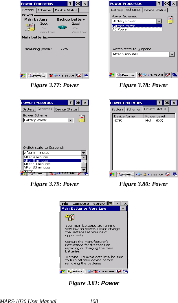 MARS-1030 User Manual 108Figure 3.81: PowerFigure 3.77: Power Figure 3.78: PowerFigure 3.79: Power Figure 3.80: Power