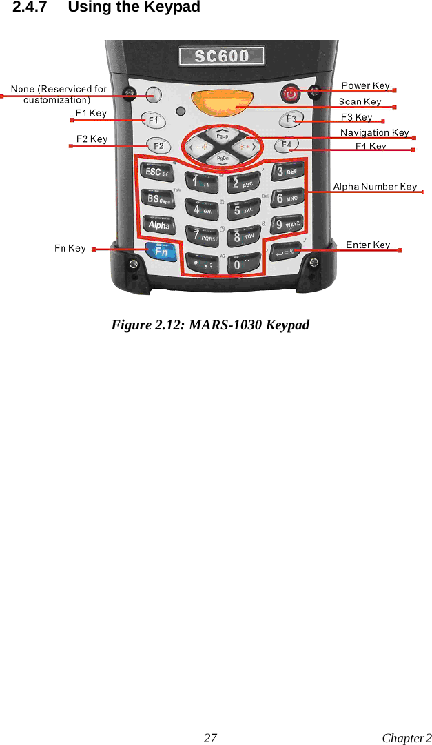 27 Chapter 2  2.4.7 Using the KeypadFigure 2.12: MARS-1030 Keypad