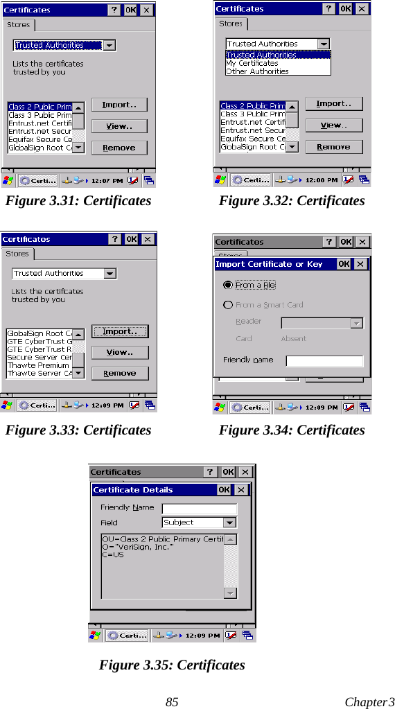 85 Chapter 3  Figure 3.35: CertificatesFigure 3.31: Certificates Figure 3.32: CertificatesFigure 3.33: Certificates Figure 3.34: Certificates