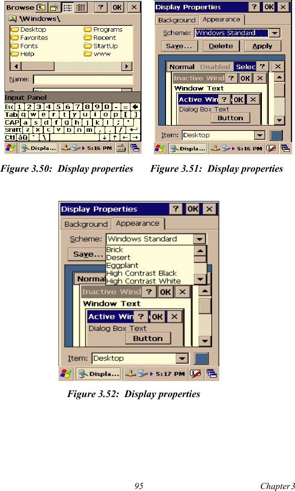 95 Chapter 3  Figure 3.50: Display properties Figure 3.51: Display propertiesFigure 3.52: Display properties