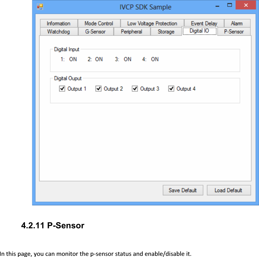    4.2.11 P-Sensor Inthispage,youcanmonitorthepͲsensorstatusandenable/disableit.