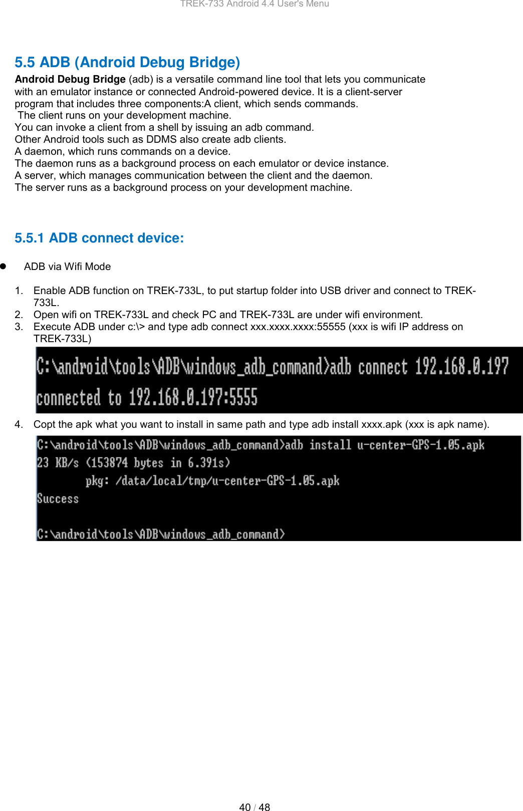 Page 39 of Advantech Co TREK733L Computer User Manual TREK 733 Android 4 4 User s Menu