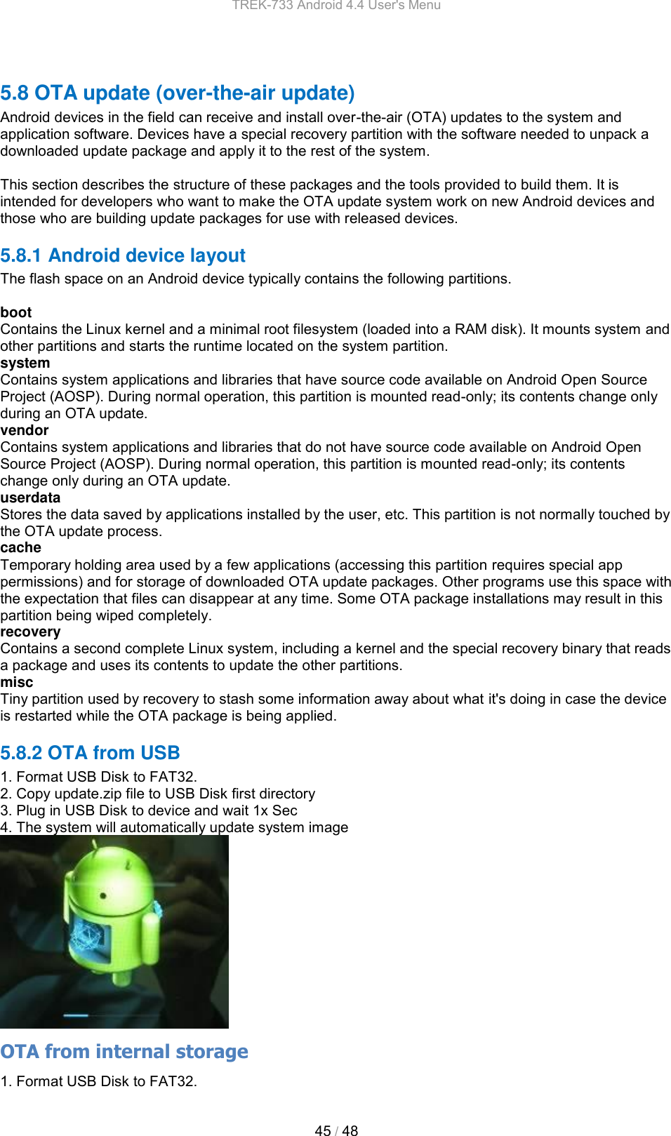 Page 44 of Advantech Co TREK733L Computer User Manual TREK 733 Android 4 4 User s Menu