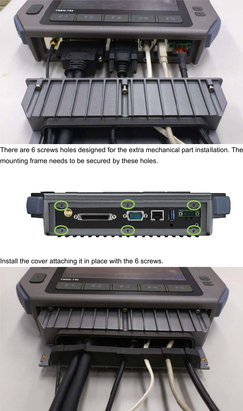 ThemouInst ere are 6 scunting frametall the coverews holes e needs to er attaching designed fobe securedit in place wor the extra by these hwith the 6 sa mechanicaoles. screws. al part installation. The    