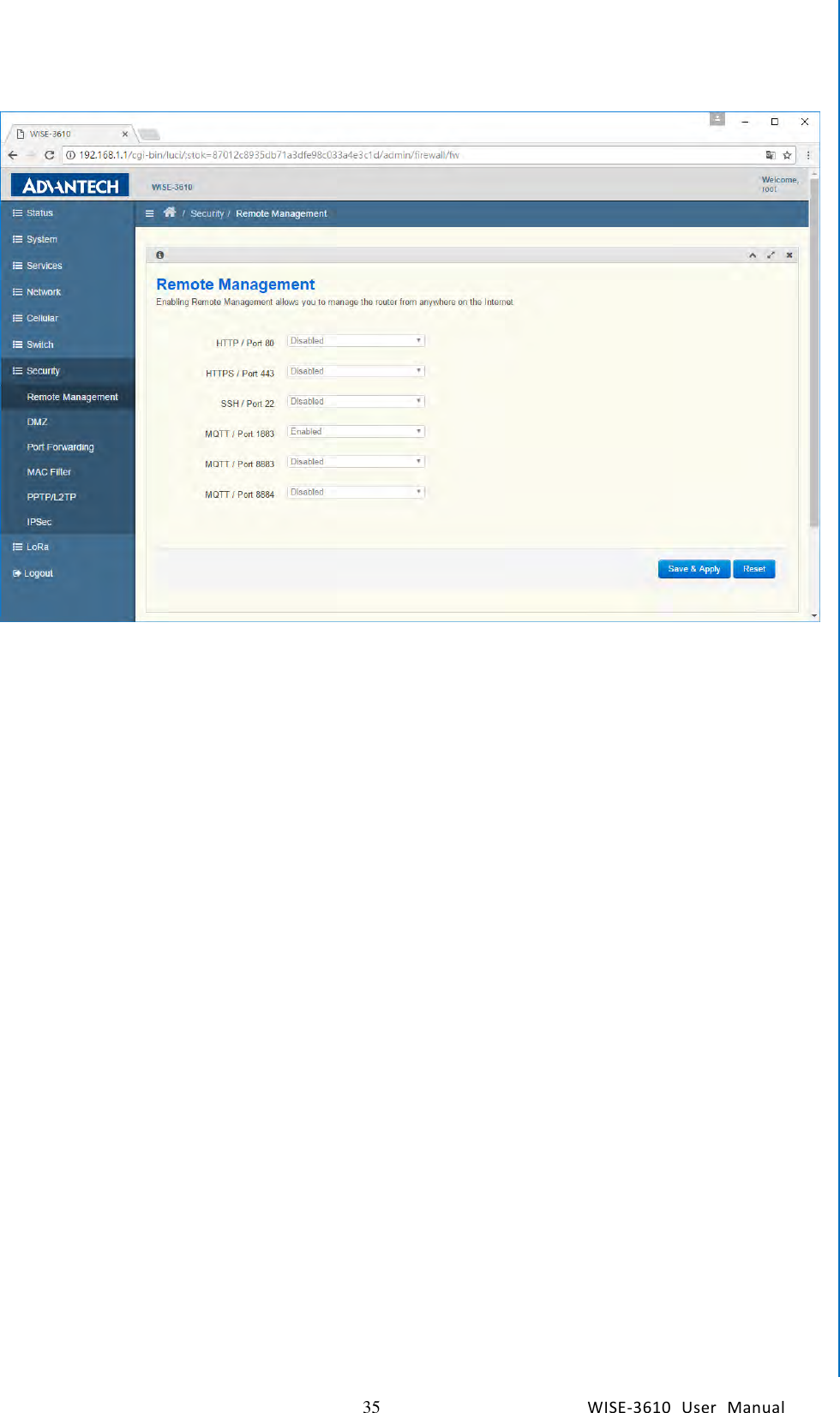   35 WISE-3610  User  Manual  Chapter5    Advantech Services     