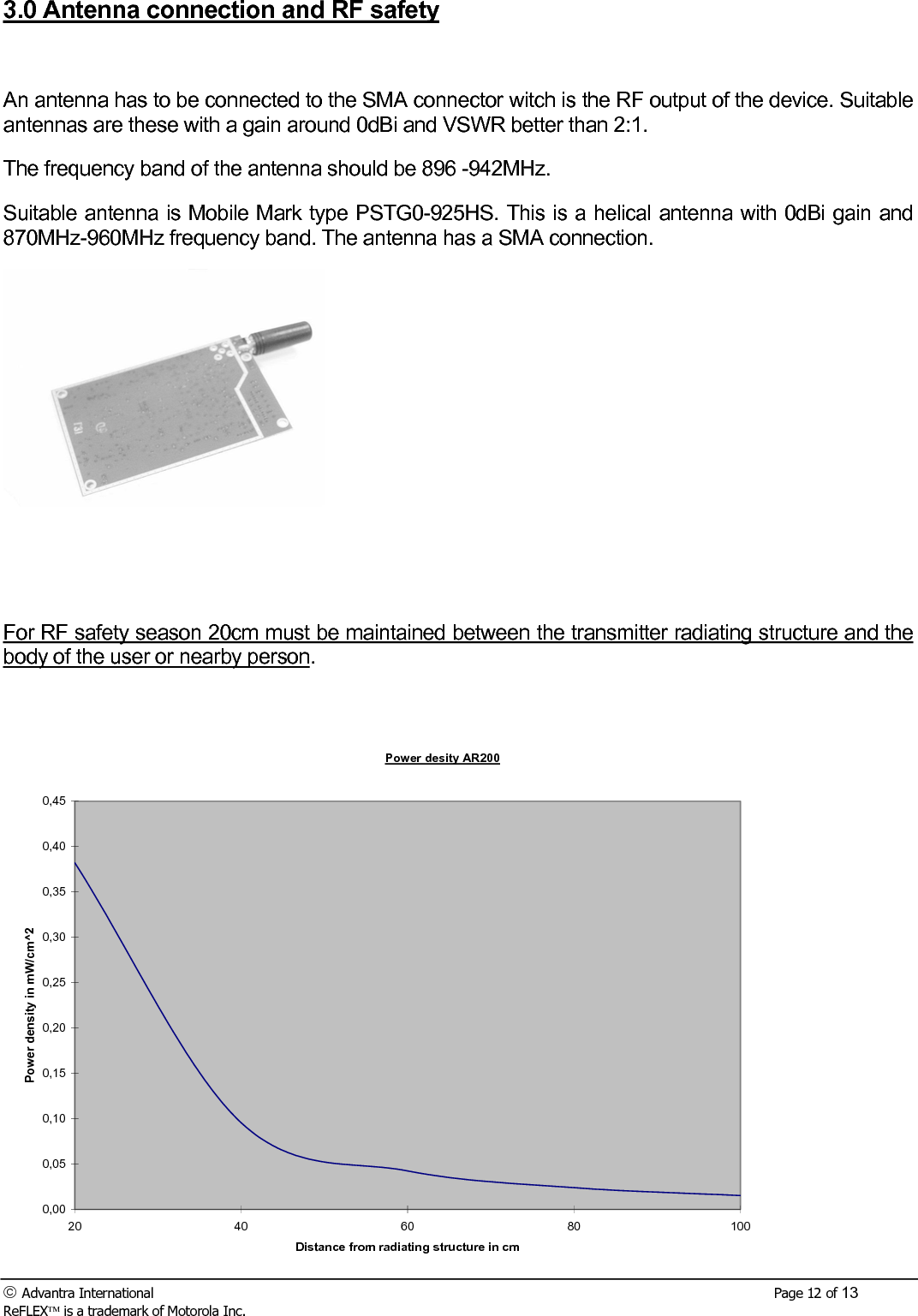  Advantra International        Page 13 of 13 ReFLEX is a trademark of Motorola Inc.  