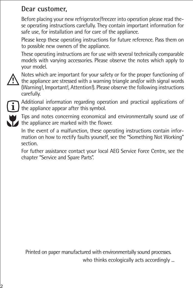 Page 2 of 12 - Aeg Aeg-Arctis-G-8-88-50-I-Users-Manual-  Aeg-arctis-g-8-88-50-i-users-manual