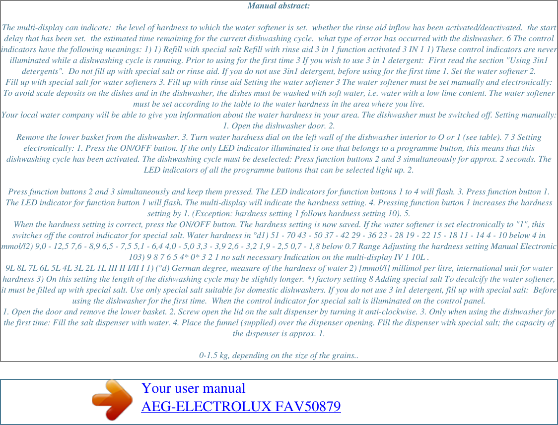 Page 2 of 2 - Aeg Aeg-Dishwasher-Fav50879-Users-Manual- User Manual AEG-ELECTROLUX FAV50879 Aeg-dishwasher-fav50879-users-manual