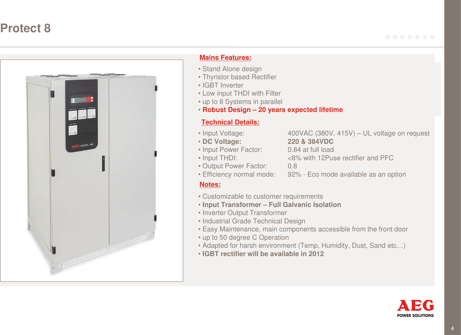 Page 4 of 9 - Aeg Aeg-Protect-Rcs-Rectifier-Charger-And-Dc-System-Profitec-Sn-1-Users-Manual-  Aeg-protect-rcs-rectifier-charger-and-dc-system-profitec-sn-1-users-manual