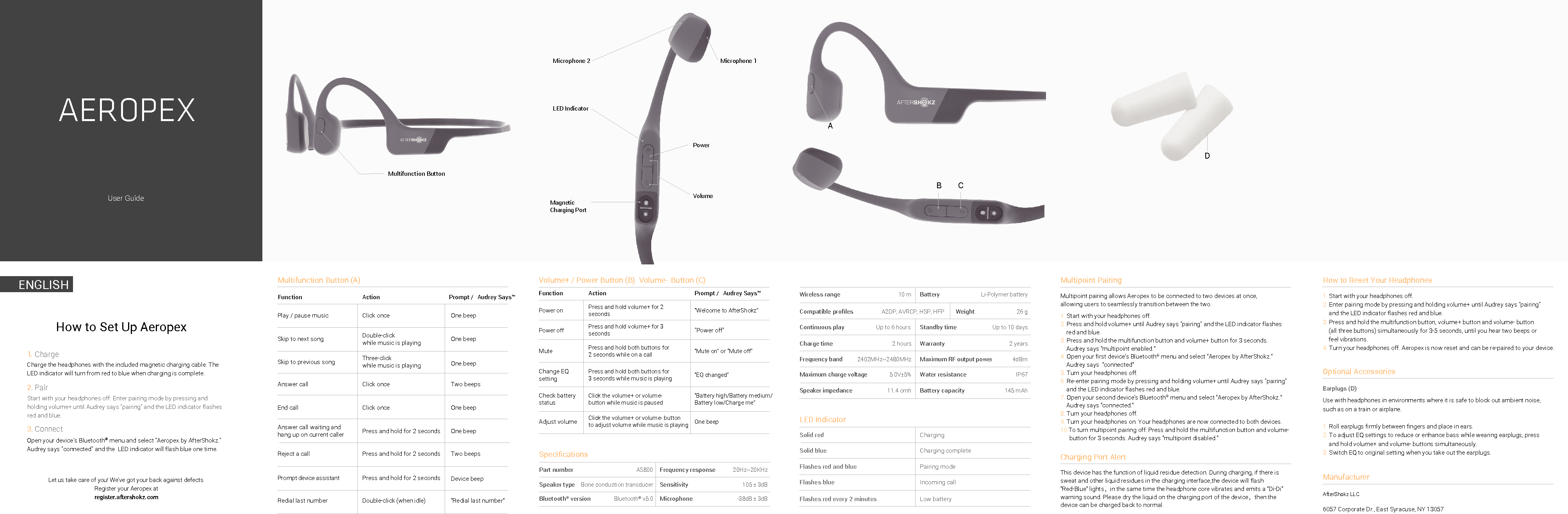 AfterShokz ASCEB6 AEROPEX User Manual AIR PAK MU0000319R