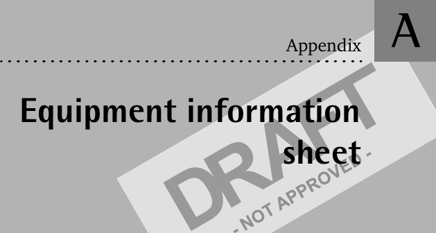 Equipment informationsheetAppendix A