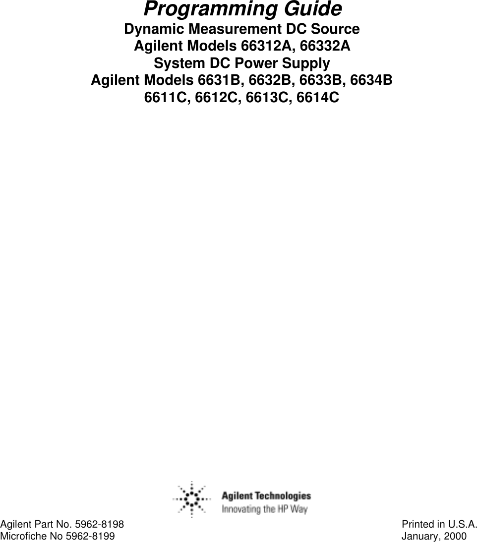 Agilent 5957-6360 HP-IB System DC Power Supplies HP 6633A 6632A 6634A 