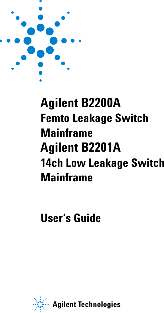 Agilent Technologies B2201A Users Manual B2200A/B2201A User's Guide