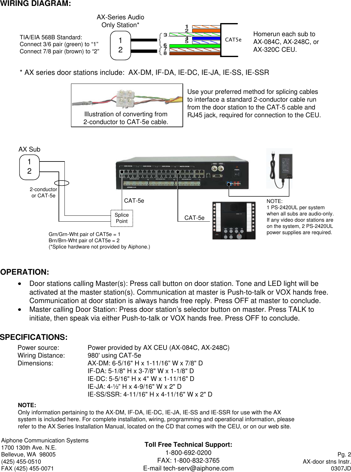 Page 2 of 2 - Aiphone Aiphone-Ax-Dm-Users-Manual- Visio-AX Outdoor Subs  Aiphone-ax-dm-users-manual