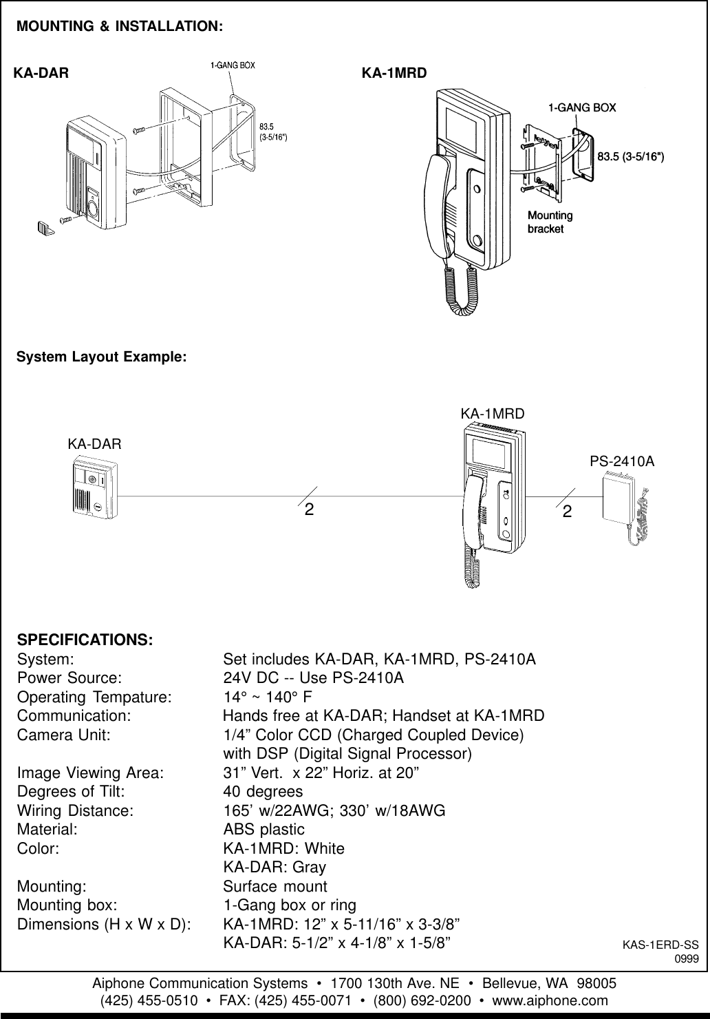 Page 2 of 2 - Aiphone Aiphone-Kas-1Erd-Users-Manual- LE-Doors-SS Aiphone-kas-1erd-users-manual