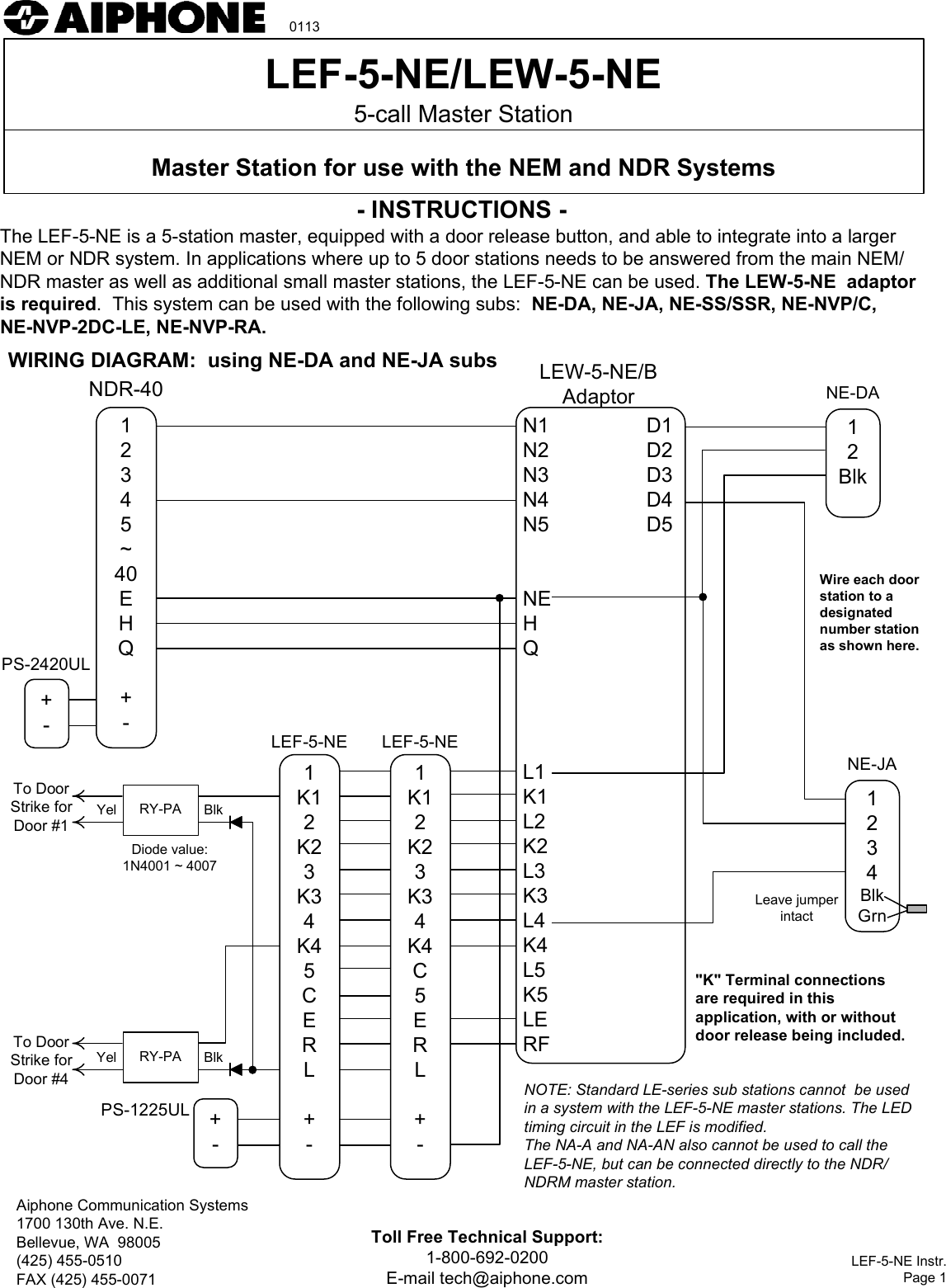 Aiphone Lef 5 Ne Users Manual Visio Type B (new) IX Diagram UserManual.wiki