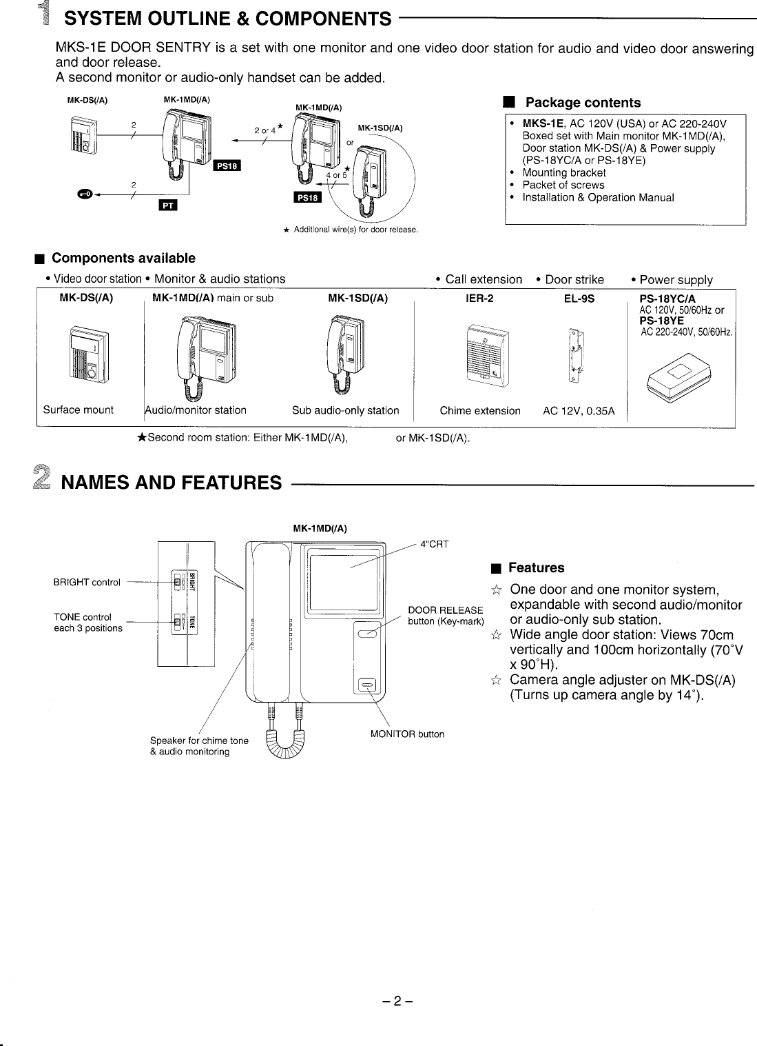 Page 2 of 6 - Aiphone Aiphone-Mk-1Md-Users-Manual-  Aiphone-mk-1md-users-manual