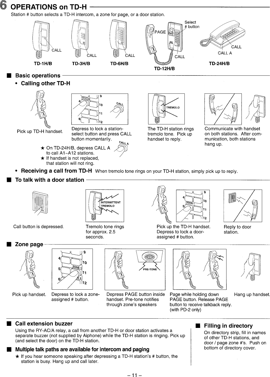 Page 11 of 12 - Aiphone Aiphone-Td1-H-Users-Manual-  Aiphone-td1-h-users-manual