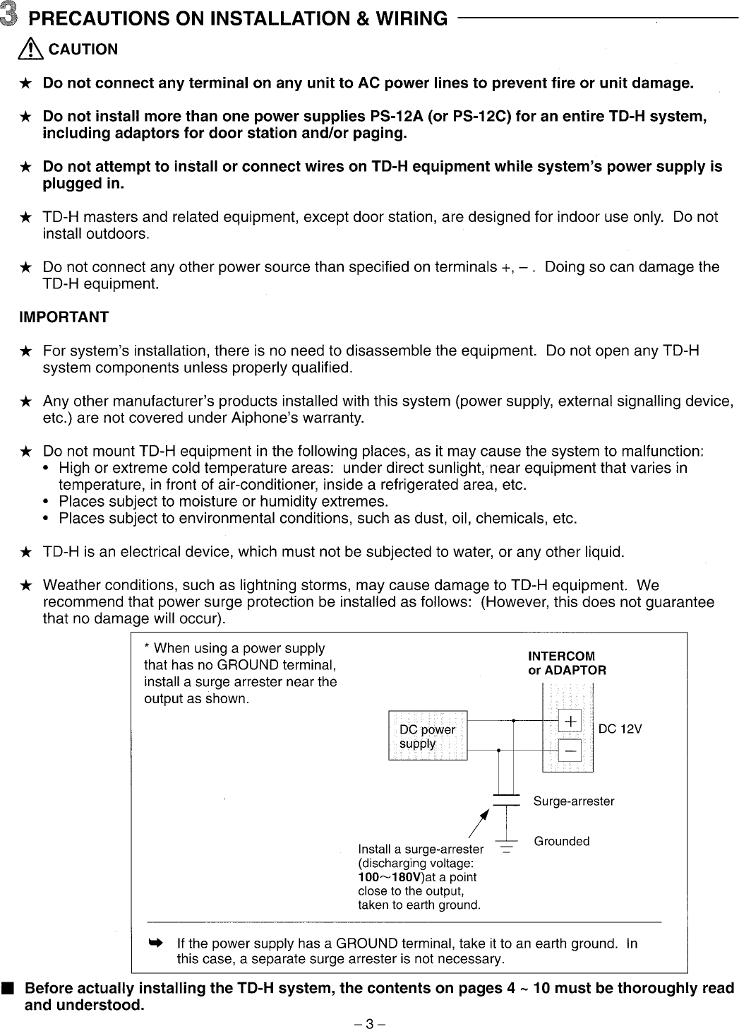 Page 3 of 12 - Aiphone Aiphone-Td1-H-Users-Manual-  Aiphone-td1-h-users-manual