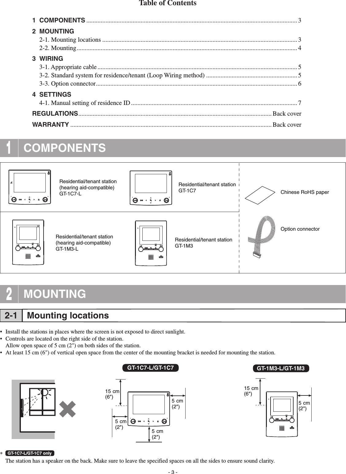 Page 3 of 8 - Aiphone GT-1C7_1M3_IM_E_16.06.23 GT-1C7-L/GT-1C7, GT-1M3-L/GT-1M3 Installation Manual GT-1C7-GT-1M3-Installation-Manual