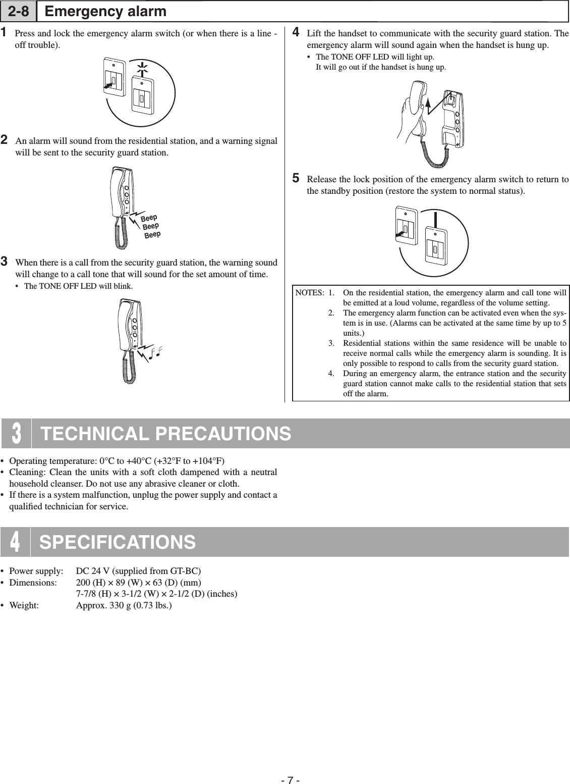 Page 7 of 8 - Aiphone GT1D取説-EN GT-1D Apartment Intercom System Residential Station GT-1DOperation Manual
