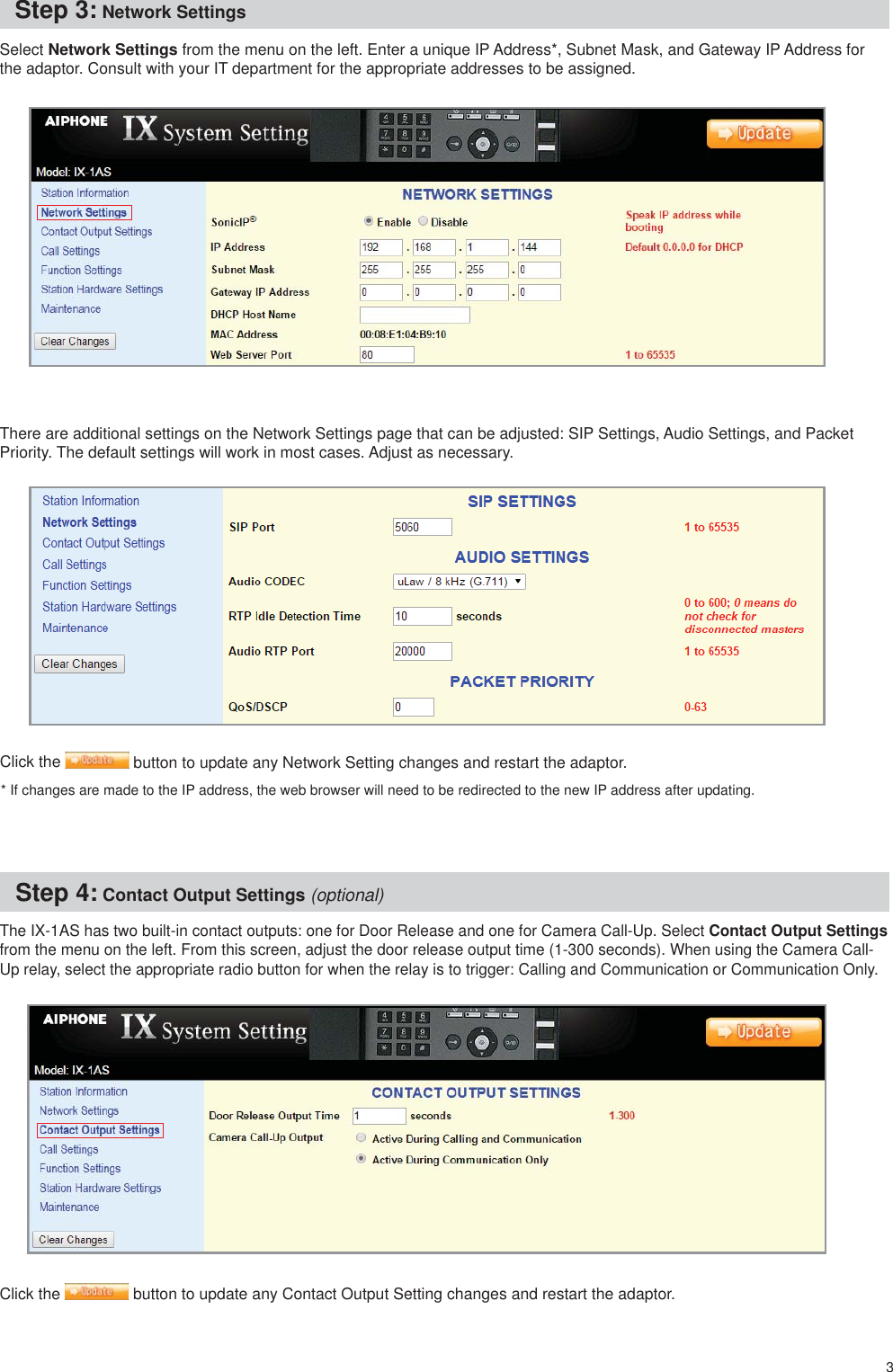 Page 3 of 8 - Aiphone IX-1AS, 10AS Instructions IX-1AS / IX-10AS 2-Wire Network Adaptor IX-1AS-10AS-Instructions