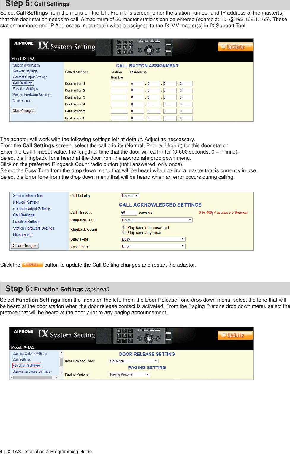 Page 4 of 8 - Aiphone IX-1AS, 10AS Instructions IX-1AS / IX-10AS 2-Wire Network Adaptor IX-1AS-10AS-Instructions