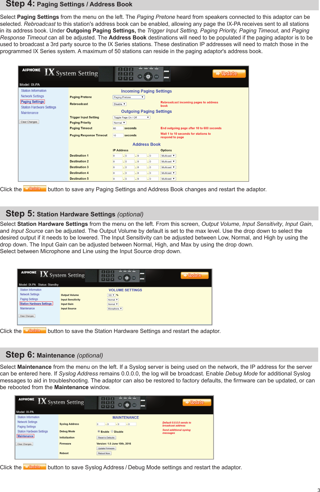 Page 3 of 4 - Aiphone  IX-PA Network Paging Adapter Installation IX-PA-Instructions